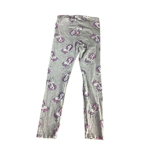 H&M Girls Unicorn Print Leggings Size US 6-8Y Grey Comfy Stretchy Casual Wear - Picture 2 of 10